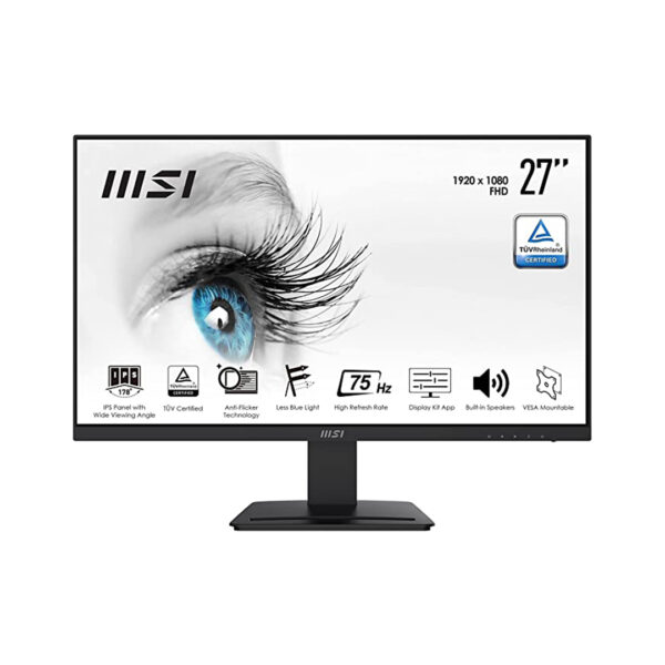 MSI Pro MP273, 27", 1920 x 1080 (FHD), IPS, 75Hz, TUV Certified Eyesight Protection, 5ms, HDMI, 1 (v1.2a), Tilt (PB4H253200085)