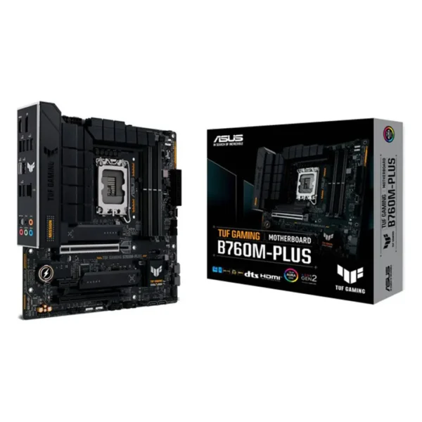 ASUS TUF GAMING B760M-PLUS LGA1700 mATX Motherboard, Intel B760 Chipset, 4x DIMM DDR5, Up to 192GB Capacity, Realtek 2.5Gb Ethernet, 2x M.2, PCIe 5.0 x16, 1x DP / 1x HDMI, USB 3.2-C (90MB1ES0-M0EAY0)