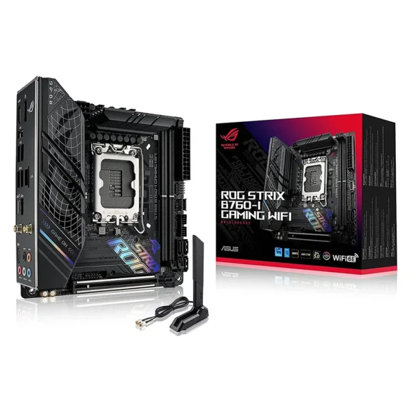 ASUS ROG Strix B760-I Gaming WiFi, Intel B760 12th and 13th Gen, LGA 1700, mini-ITX motherboard, 8 + 1 power stages, DDR5 - Black (90MB1D90-M0EAY0)