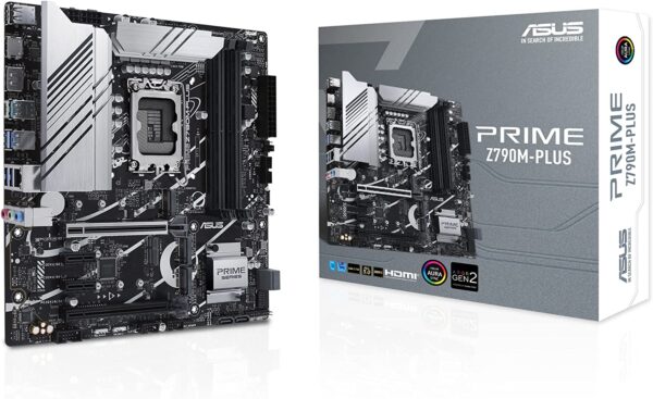ASUS Prime Z790M-Plus LGA 1700 Intel 13th Gen microATX motherboard (PCIe 5.0, 3xM.2 slots,10+1 DrMOS,DDR5,1 Gb LAN, DP,USB 3.2 Gen2x2 Type-C,front USB3.2 Gen 1 Type-C, Thunderbolt (90MB1E70-M0EAY0)