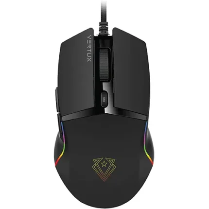 Vertux Argon Ultra-Responsive Gaming Mouse, 6-Buttons Design Gaming Mouse, Up to 6400 DPI Optical Sensor for Windows PC Gamers, Breathing Wired Mouse with RGB Light - Black